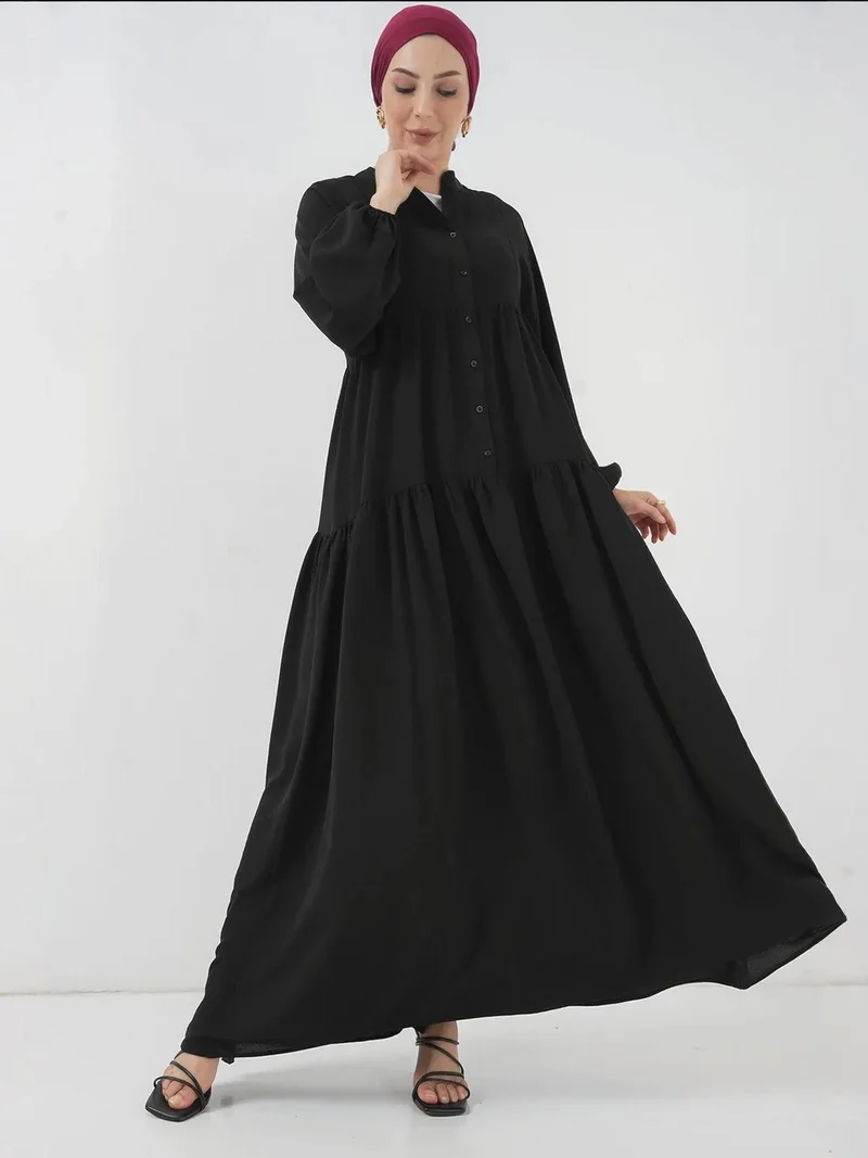 بيغ دارت BDART V-Neck Button Closure Relaxed Fit Maxi Dress