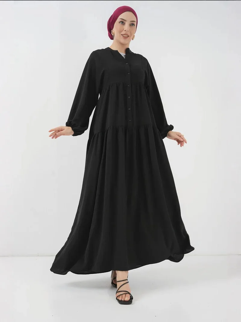 بيغ دارت BDART V-Neck Button Closure Relaxed Fit Maxi Dress