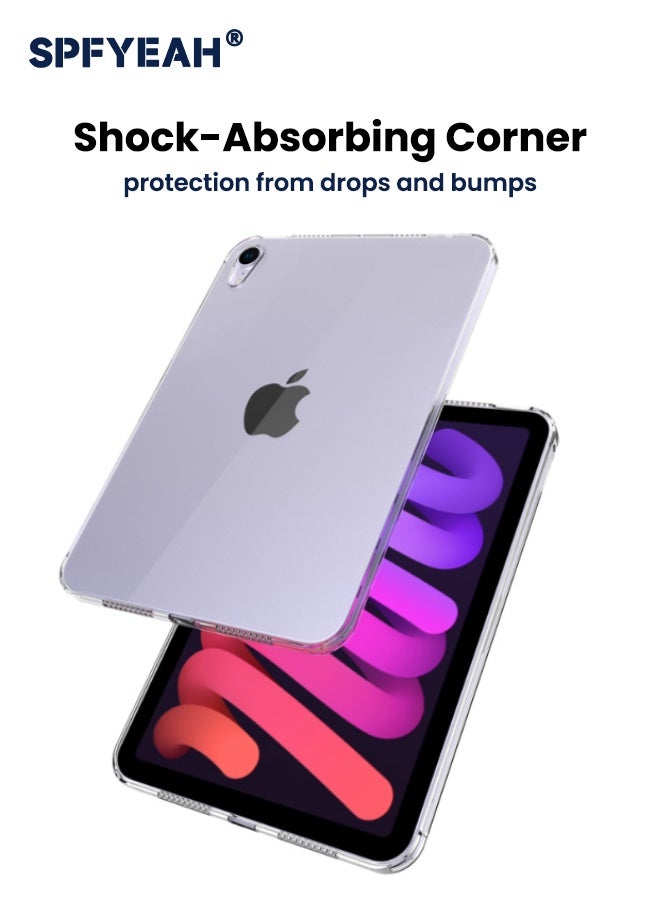 SPFYEAH Case for iPad mini 7 (A17 Pro, 2024 Model, 7th) / Mini 6 (2021 Model, 6th), Slim and Light, Yellowing Resistant, Shockproof Impact Resistant Flexible Cover for iPad Mini 7/ 6 8.3 inch (Clear) - Image 4