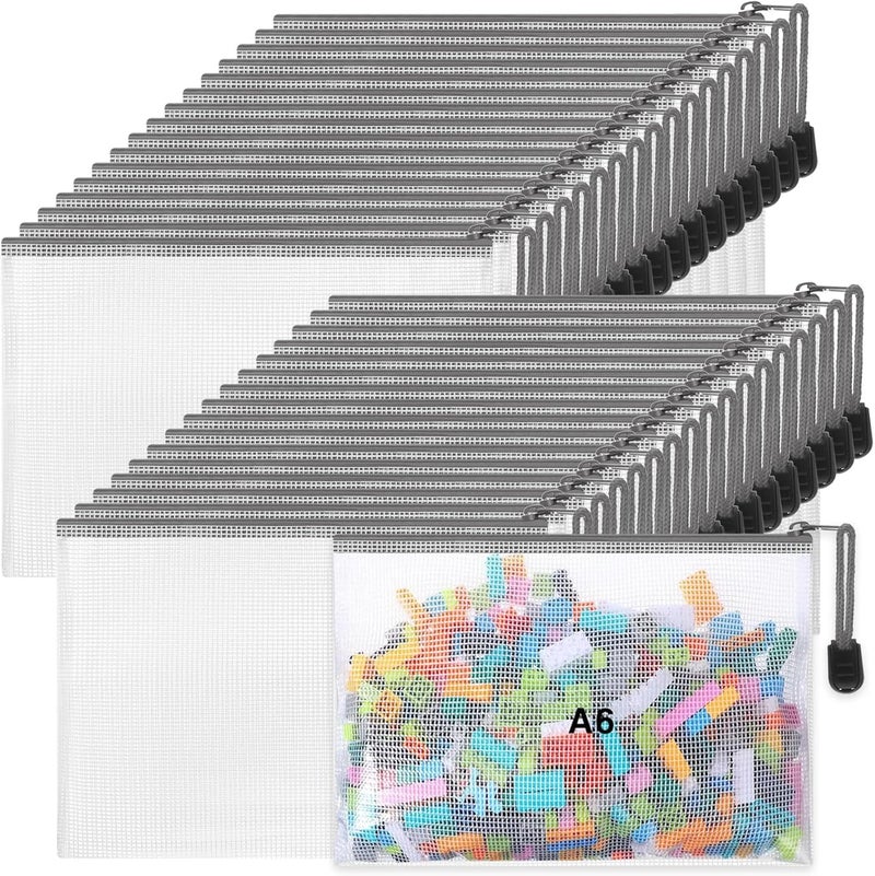 Jetec 32 Pcs Mesh Zipper Bags Toy Storage Bikini Organizer Bag Bolsas Para Guardar Trajes De Bano Waterproof Zipper Reusable Pouch Puzzle Multipurpose for Storage Office(Grey,7.5 x 5 Inch) - Image 1