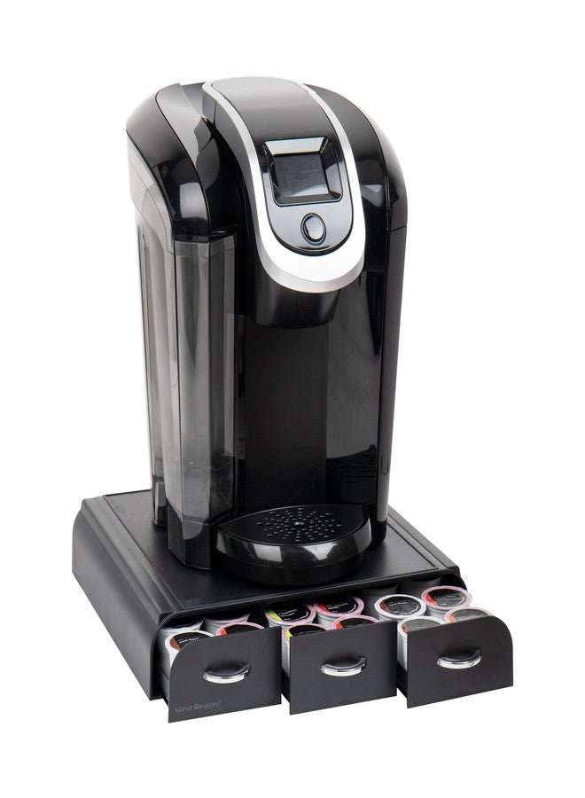 Mind Reader Single Serve Coffee Pod Organizer with 3 Drawers, 36 Pod Capacity, 13.5"L x 12.25"W x 2.5"H, Black - Image 1