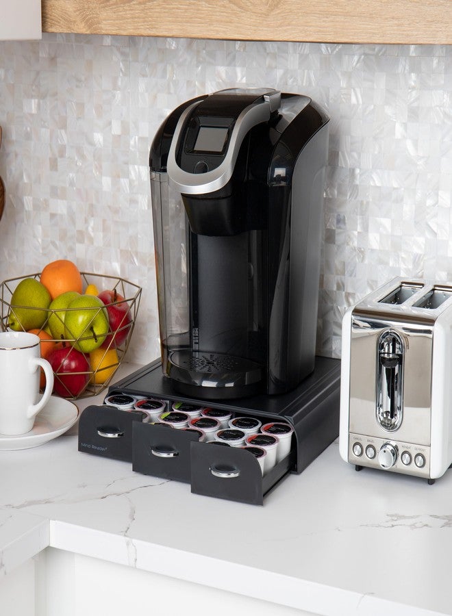 Mind Reader Single Serve Coffee Pod Organizer with 3 Drawers, 36 Pod Capacity, 13.5"L x 12.25"W x 2.5"H, Black - Image 2