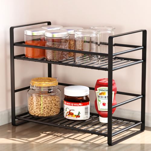 WonderStand PRIMUS 2-Tier Organizer (Black)| Shelf Storage Rack | Storage Shelf for Home, Kitchen, Bathroom and Living Room - Image 1