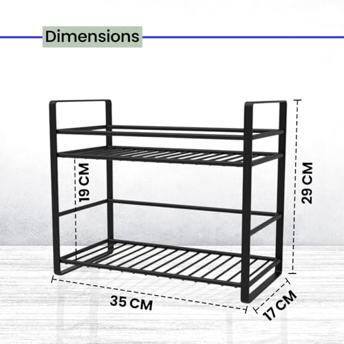 WonderStand PRIMUS 2-Tier Organizer (Black)| Shelf Storage Rack | Storage Shelf for Home, Kitchen, Bathroom and Living Room - Image 4