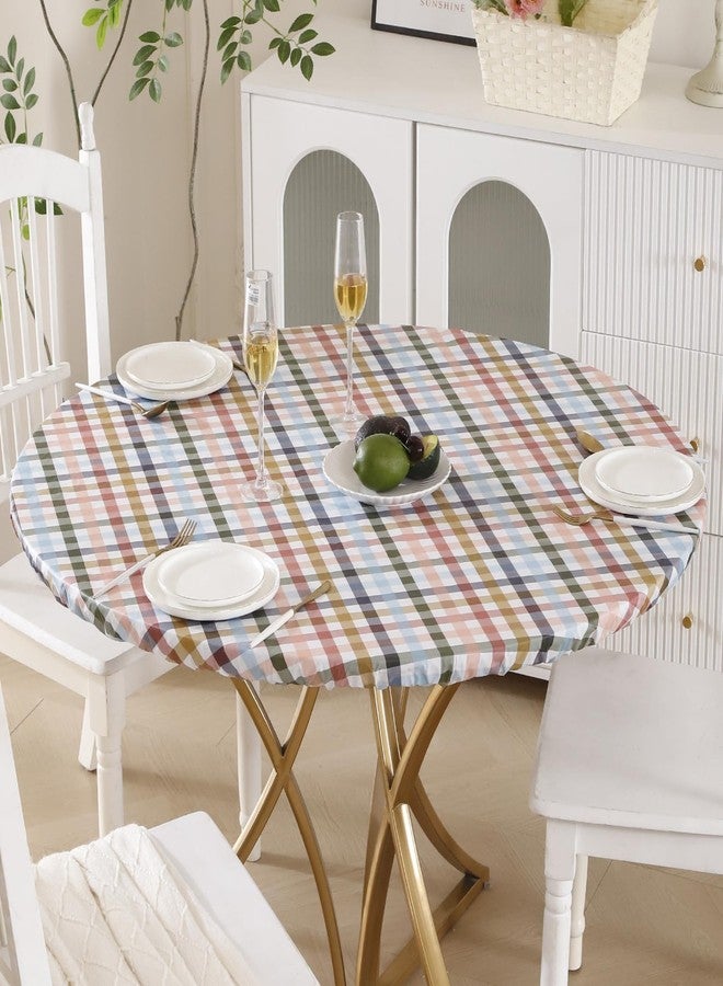 Walrus Round Vinyl Fitted Tablecloth with Flannel Backing Elastic Edge Design Table Cover Waterproof Oil-Proof PVC Table Cloth Stain-Resistant Best for 37"-44" Round - Image 4