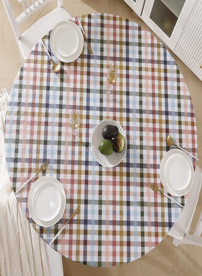 Walrus Round Vinyl Fitted Tablecloth with Flannel Backing Elastic Edge Design Table Cover Waterproof Oil-Proof PVC Table Cloth Stain-Resistant Best for 37"-44" Round - Image 1