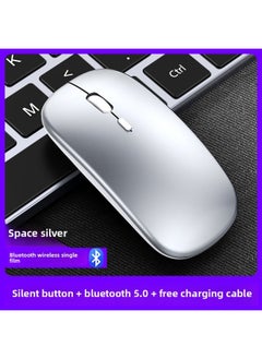 Wireless Mouse Charging Silent Bluetooth Dual-mode Home Office Laptop Desktop External Unlimited Mouse-Specifications:Space Silver-single Bluetooth Version [rechargeable + Silent] + Bluetooth 5.0