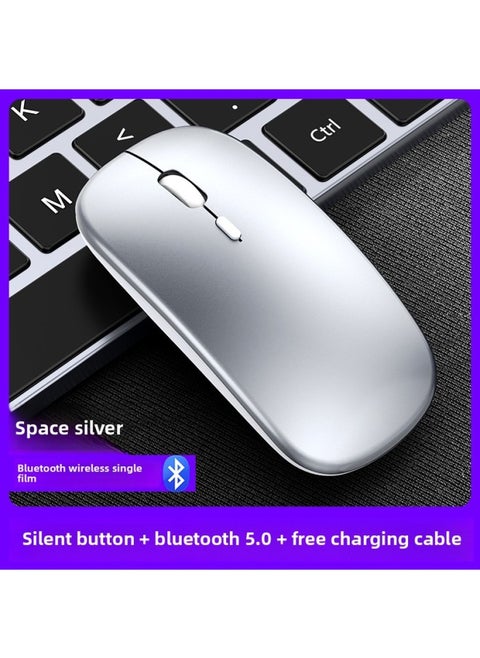Wireless Mouse Charging Silent Bluetooth Dual-mode Home Office Laptop Desktop External Unlimited Mouse-Specifications:Space Silver-single Bluetooth Version [rechargeable + Silent] + Bluetooth 5.0