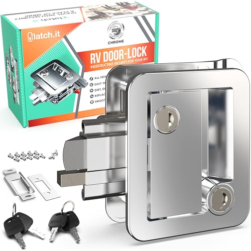 LATCH.IT Chrome RV Door Lock Replacement | Premium RV Door Handle & Camper Latch with 4 Keys | Trusted Trailer Lock for Travel Camper | Fits 2.75"x3.75" Holes | Travel Trailer Locks Replacement - Image 1