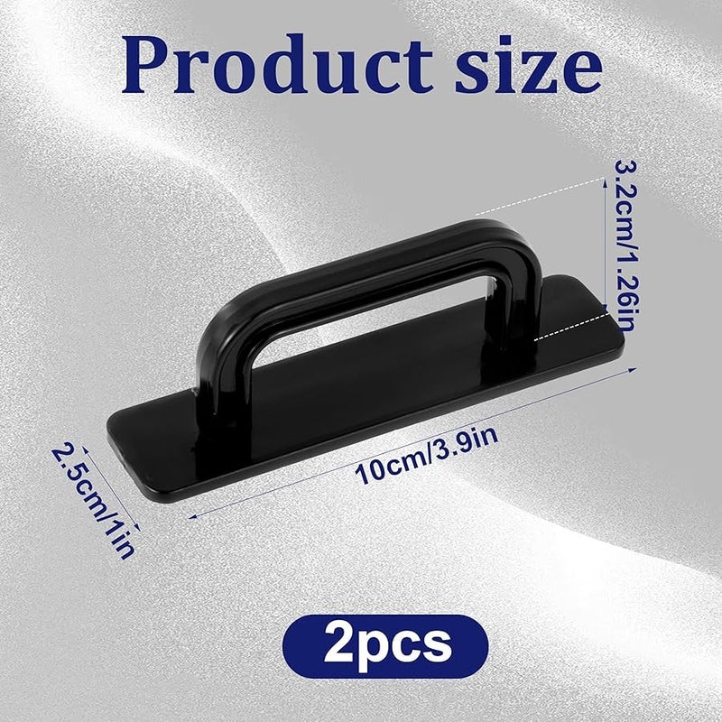 Aeaocvo 2 Pack Black Plastic Cabinet Handles, Stick On, No Drill, Modern, 10 x 2.5cm / 3.9 x 1in - Image 2