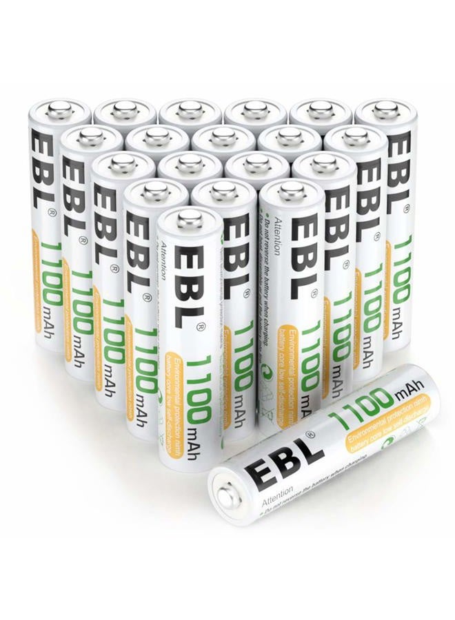 EBL 20 Pack 1500 Cycle 1100mAh AAA Ni-MH Rechargeable Batteries AAA (Typical 1100mAh, Minimum 1000mAh) - Image 1