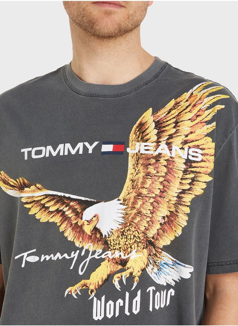 TOMMY JEANS - Eagle Print Crew Neck T-Shirt - Image 1