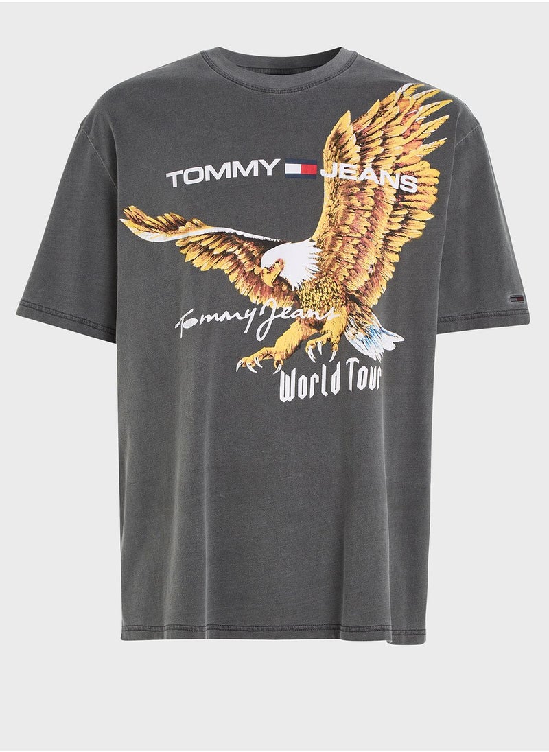 TOMMY JEANS - Eagle Print Crew Neck T-Shirt - Image 1
