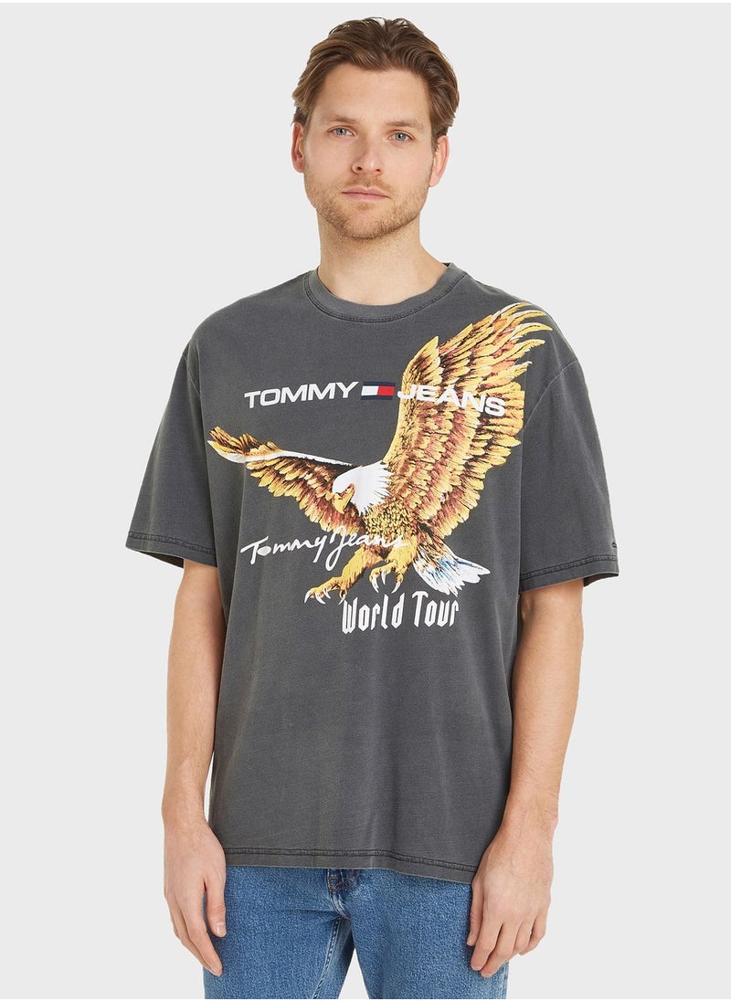 TOMMY JEANS - Eagle Print Crew Neck T-Shirt - Image 1