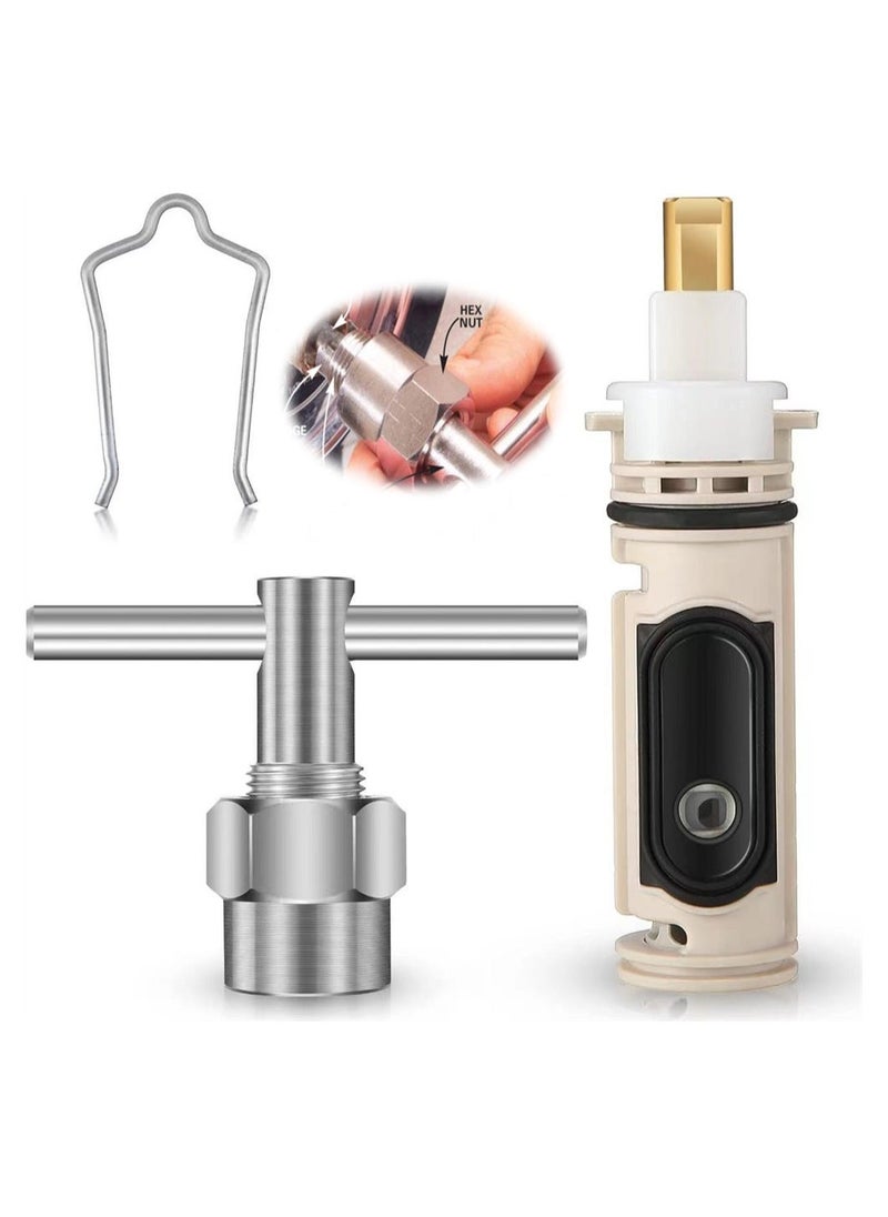 1222 Replacement Cartridge, Faucet Quick Opening Copper Valve Core, Retainer Clip, Leak-Proof Shower Faucet Repair Kit, Brass Bathtub Shower Valve Parts - Image 1