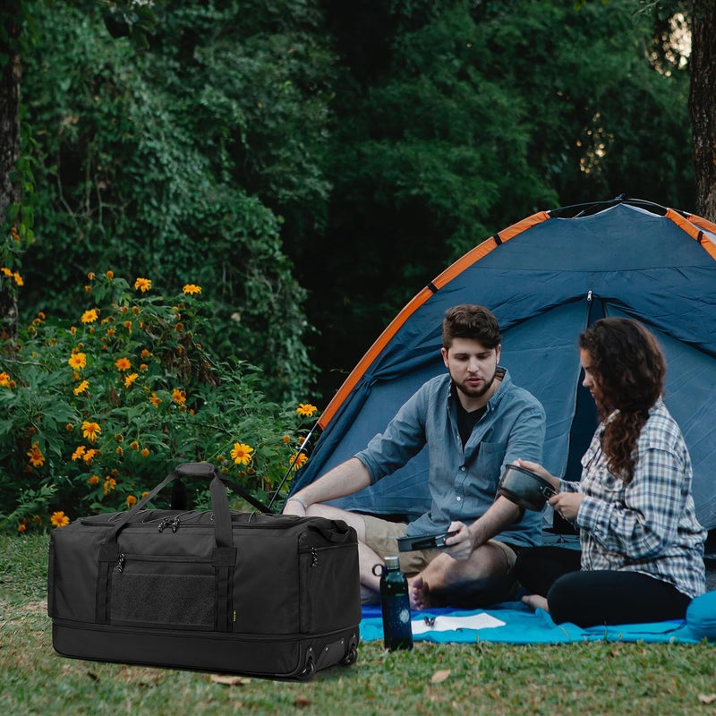 Laripwit Collapsible Duffle Bag with Wheels 130-170L Extra Large Expandable Travel Duffel Bag for Men Women Heavy Duty Military Duffle Bag for Camping Rolling Foldable Carry On Luggage, Black - Image 2