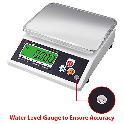 VisionTechShop VK-2D 0.1g Premium Food Kitchen Scale, Lb/Oz/Kg/g Switchable, Stainless Steel Plate Food Scale, Large LCD Display with Backlight, 12lb Max Capacity, 0.001lb Readability - Image 3