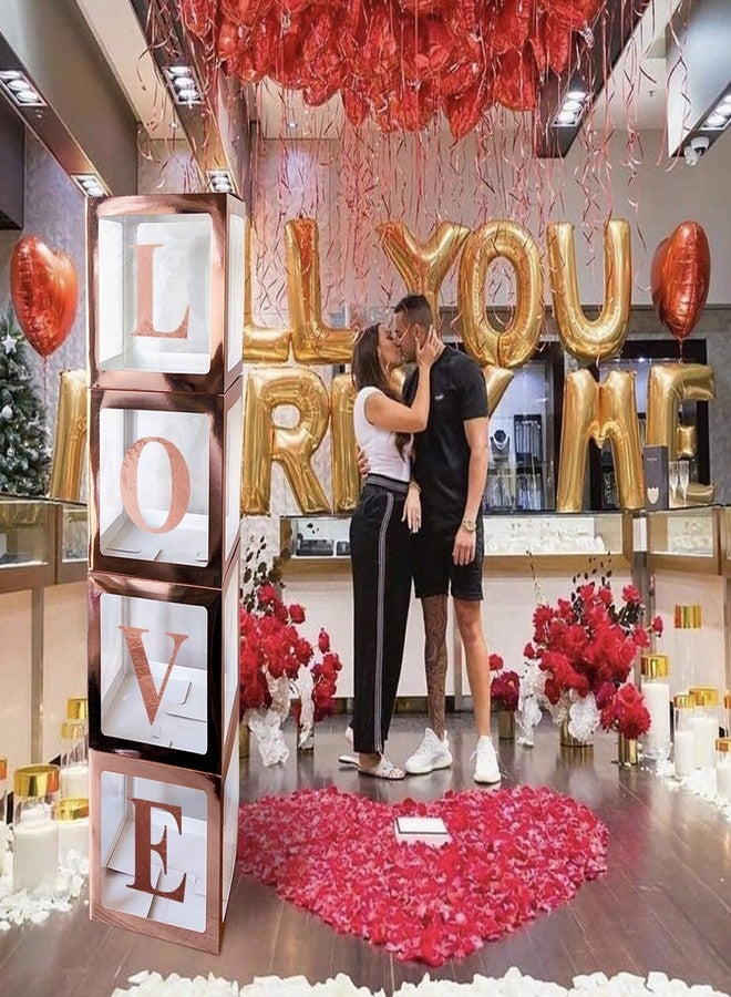 UNIIDECO Baby Shower Decoration Boxes Kit, 4 pcs Rose Gold Transparent Balloon Boxes with 30 Letters 10 Numbers 5 Symbols, Baby Blocks for Baby Shower Gender Reveal Backdrop Birthday Party Decor - Image 4