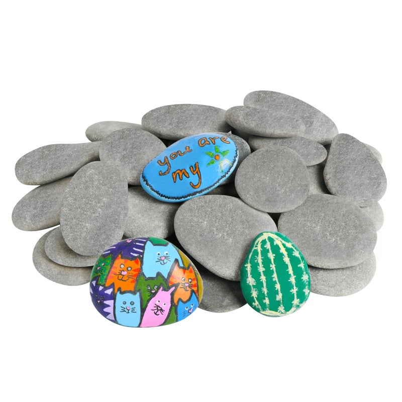 Simetufy 35 Pcs Large Painting Rocks, River Rocks for Painting, 2"-3" Flat Rocks for DIY Arts, Hand Selected Smooth Stones for DIY Crafts - Image 1