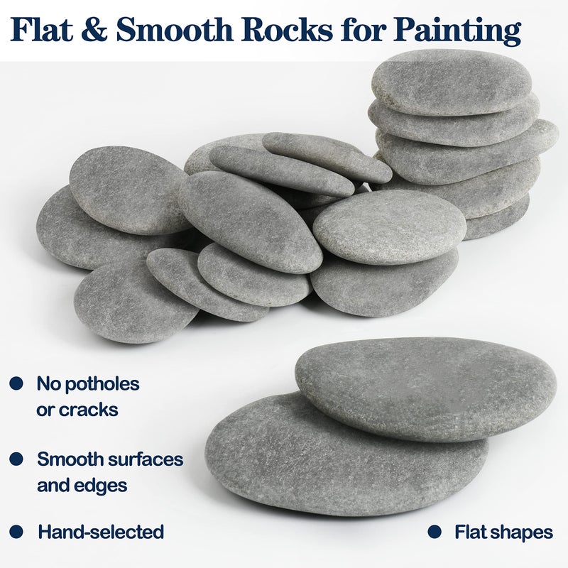 Simetufy 35 Pcs Large Painting Rocks, River Rocks for Painting, 2"-3" Flat Rocks for DIY Arts, Hand Selected Smooth Stones for DIY Crafts - Image 2