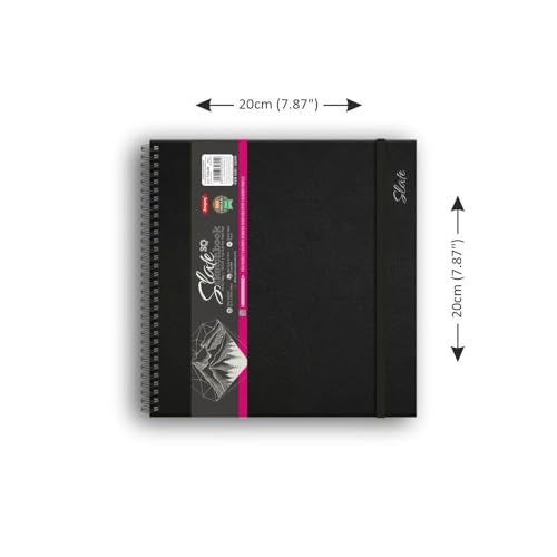 Anupam Sketcho Slate - Landscape Opening - SQ Size - Hard Bound - Wireo Book - 180 GSM - 80 Cartridge Black Paper with Elastic Closure - for Artists, Professional - Image 2