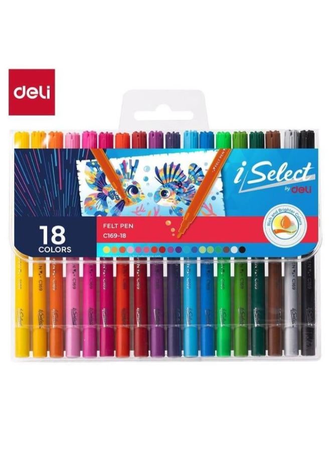 Deli Short Fine Tip Markers – 18 Pens