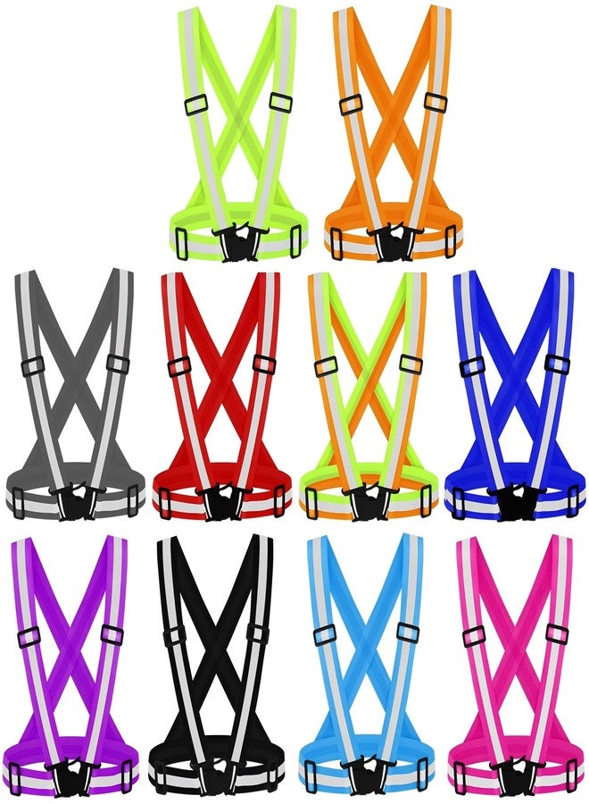 UMIKOOL DIRECT 10PCS Reflective Vest Running Gear, High Visibility Adjustable Safety Vest for Outdoor Motorcycle, Dog Walking - Image 1
