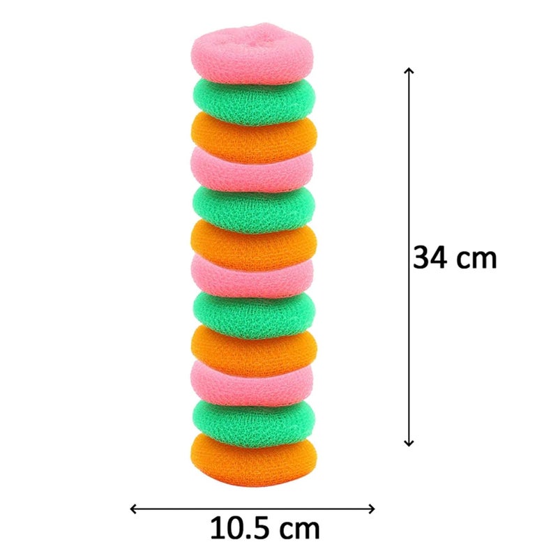 Suzec Dishwashing Sponge Antibacterial Plastic Dish Scrubber Nylon Kitchen Cleaning Sponge Scrubber Washing Brush for Utensil Multicolour Pack of 12 - Image 4
