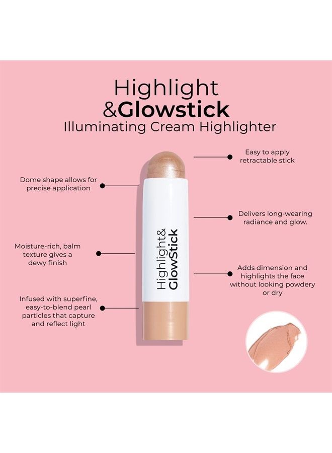 ModelCo Glow Stick 3-In-1 - Multi-Use Cream Color Stick - Hydrating Creamy Formula - Delivers Luminous Color For A Healthy Glow - Buildable Coverage From Sheer To Saturated - Natural Rose - 0.176 Oz - Image 2