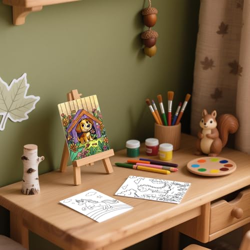 Zynlio 12 Packs Animal Pre Drawn Canvas to Paint, Animal Pre Printed Canvas for Painting, Pre Stretched Canvas Outline Painting Boards for Beginners, Students, Party Favors(5 * 7in) - Image 4