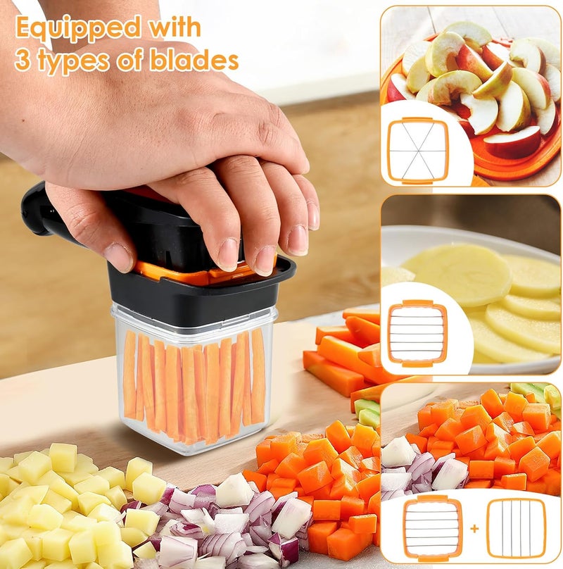 windforgecraft 2Pcs French Fry Cutter Reusable Potato Chipper Cutter with 3 Blades Cutter Easy To Use Potato French Fry Cutter Potato Fry Cutter Dishwasher Safe Chip Cutter Machine for for Potatoes Carrots Cucumbers - Image 4
