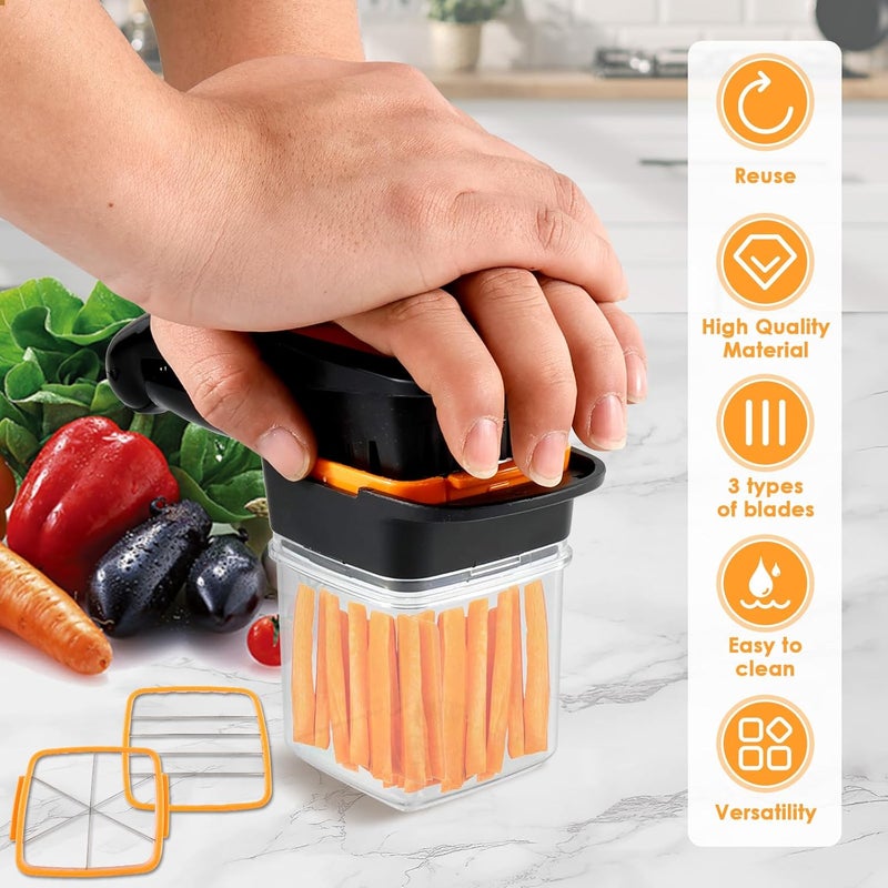 windforgecraft 2Pcs French Fry Cutter Reusable Potato Chipper Cutter with 3 Blades Cutter Easy To Use Potato French Fry Cutter Potato Fry Cutter Dishwasher Safe Chip Cutter Machine for for Potatoes Carrots Cucumbers - Image 2