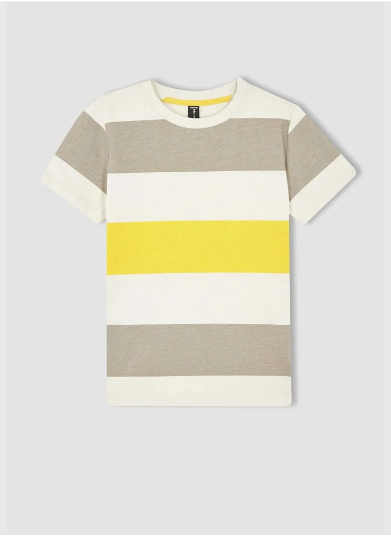 DeFacto Short Sleeve Striped Colour Block T-Shirt