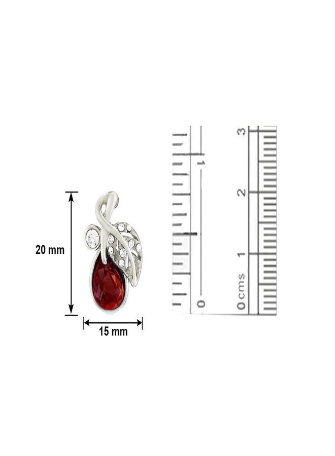Mahi Rhodium Plated Red berry Marquise Earrings for Women ER1194107RRed - Image 3