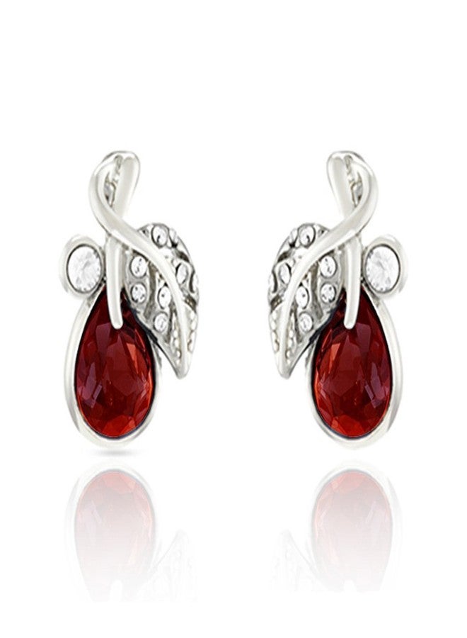 Mahi Rhodium Plated Red berry Marquise Earrings for Women ER1194107RRed - Image 1