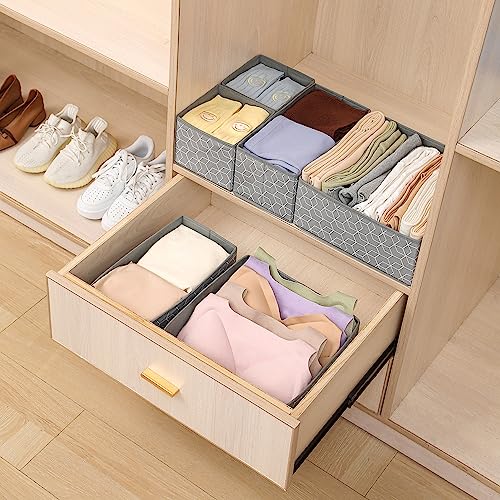 House of Quirk Non-Woven Foldable Clothing Storage Box Closet Dresser Drawer Organizer Cube Basket Bins Containers Divider With Drawers Set Of 6(Grey Cube),9.91x27.94x27.94 cm - Image 3