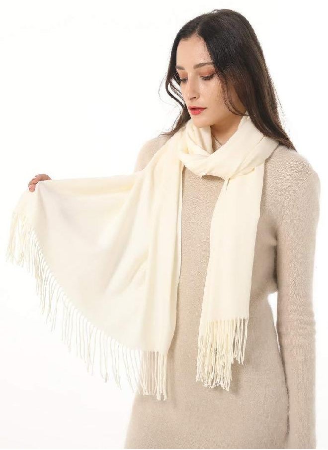 TwoYek Women's Scarf Pashmina Shawls and Wraps for Evening Dress Wedding Bridesmaid Bridal Winter Warm Large Soft Silky Scarves Cream White  - Image 2