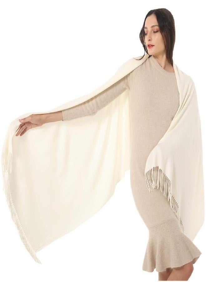 TwoYek Women's Scarf Pashmina Shawls and Wraps for Evening Dress Wedding Bridesmaid Bridal Winter Warm Large Soft Silky Scarves Cream White  - Image 1