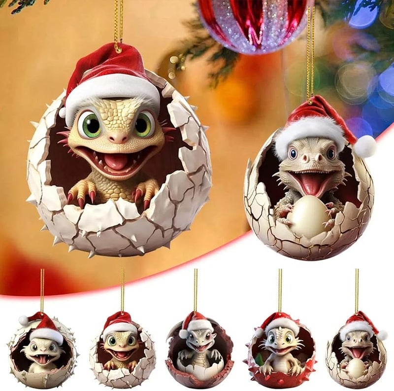 Colorful Dinosaur Egg Pendants Christmas Tree Decorations For Kids Party Supplies - Image 3