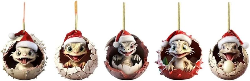 Colorful Dinosaur Egg Pendants Christmas Tree Decorations For Kids Party Supplies - Image 1