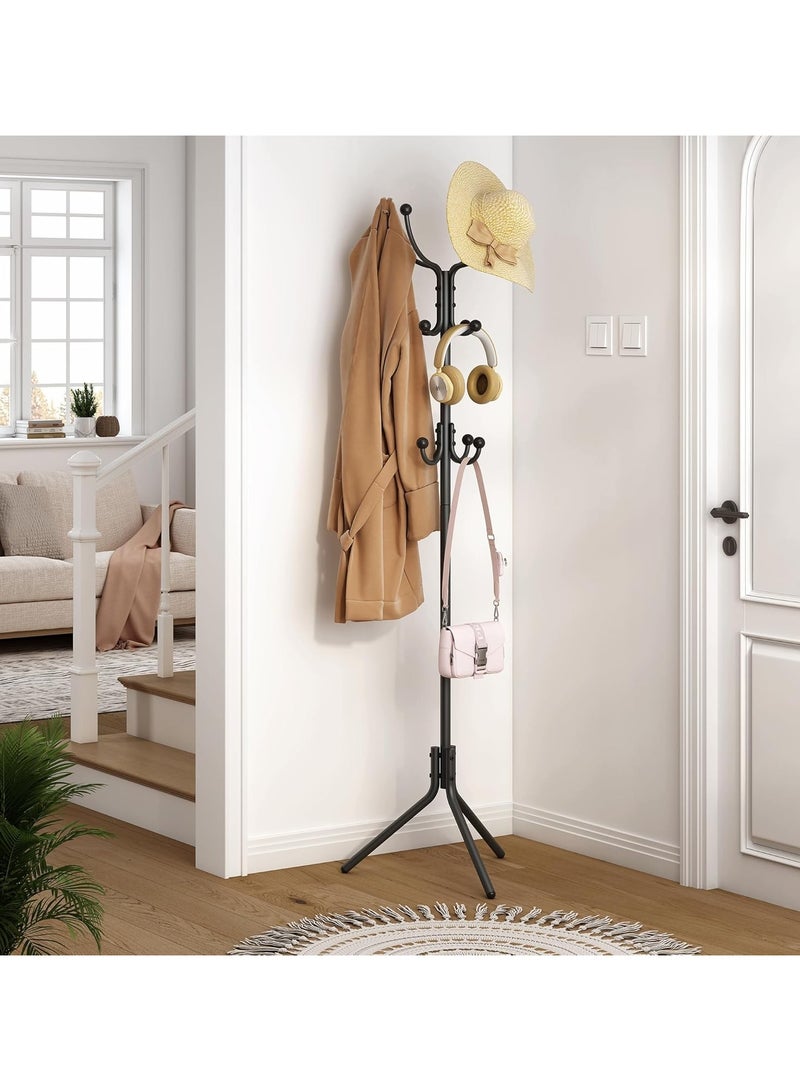 Generic Coat Rack Freestanding, Metal Hall Tree with 12 Hooks, Coat Hanger Standing, Coat Tree for Hanging Scarf, Bag, Jacket, Home Entryway Hat Hanger - Image 1
