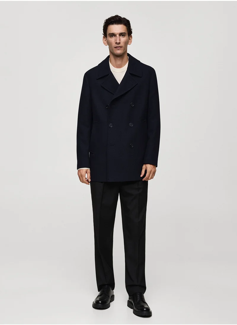Mango Man Wool Double-Breasted Coat