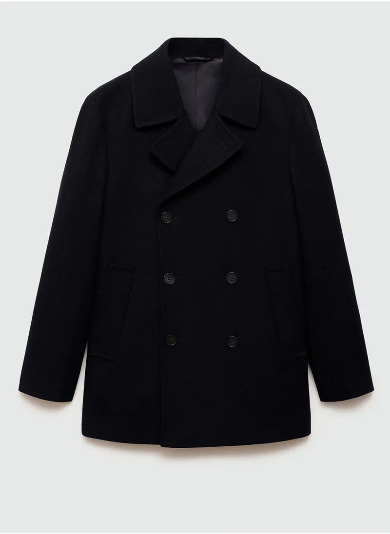 Mango Man Wool Double-Breasted Coat