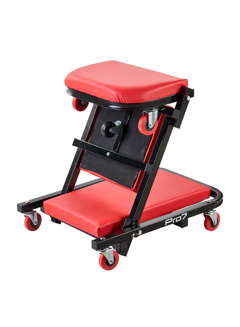 LAWAZIM Pro7 Car Creeper - 40inch Red & Black - Foldable Z-Creeper 2-in-1 Rolling Mechanic Seat with Thick Padding for Comfortable Automotive Repairs - Durable and Portable Creeper for Home Garage Use - Image 1