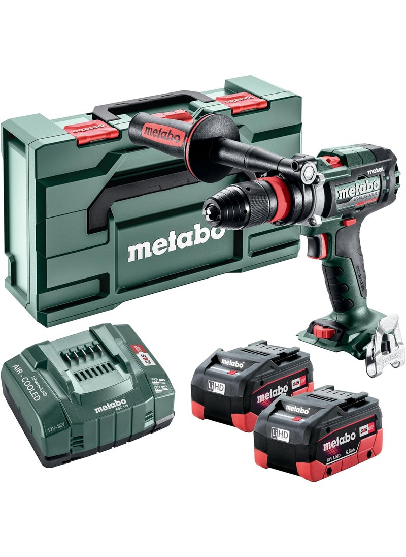 Metabo Metabo 18V Cordless HighSpeed Driver Drill Kit  218V 55Ah Batteries  Quick Change Chuck  Rohm Supra SK Drill Chuck  Made in Germany  BS 18 LTX3 BL Q I Metal 55 Kit MB  - Image 1