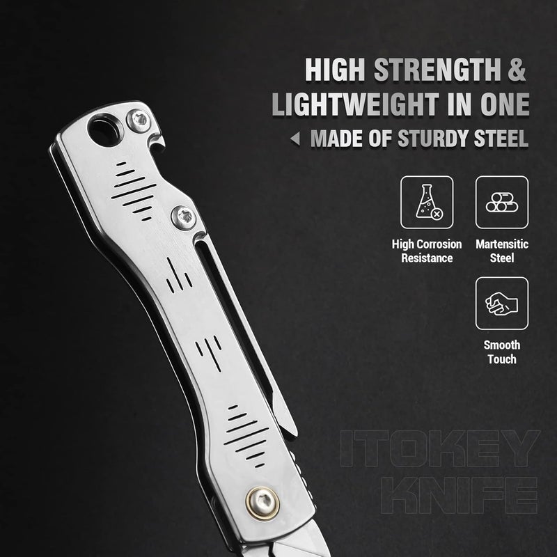 ITOKEY Folding Scalpel Knife, Scalpel Pocket Knife, Scalpels Surgical with 10pcs #23 Replaceable Razor Blades, Bottle Opener - Bread Lame Dough Scoring Tool, EDC Utility Knives, Small Keychain Knives - Image 5