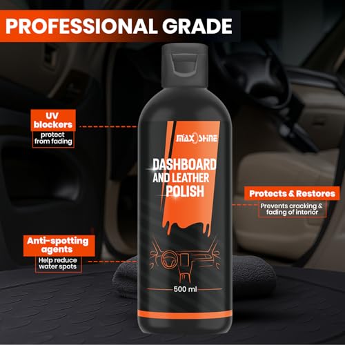 Maxoshine Dashboard Polish for Car Interior | Plastic Leather Vinyl & Rubber Car Dashboard Cleaner with Applicator Pad | Non Greasy Restores Original Look | Car Interior Cleaning Kit (500ml) - Image 3