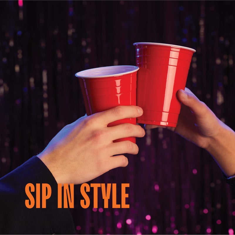 Stack Man Red Cups - Party Cups - Disposable Plastic Cups [16 oz - 100 Pack] Fun & Durable Party Cups for Drinking & Playing - Bulk Case of 100 Cups  By Stack Man - Image 4