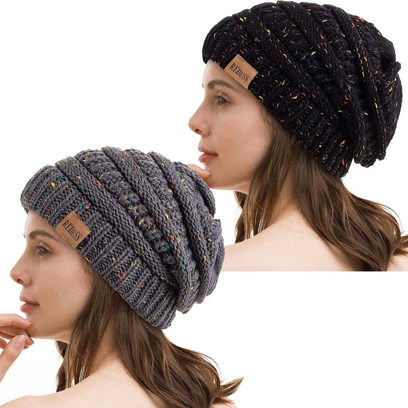REDESS Slouchy Beanie Hat for Men and Women Winter Warm Chunky Soft Oversized Cable Knit Cap - Image 1