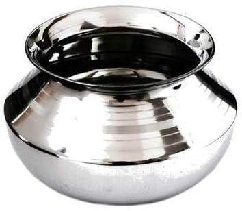 SHOPSIDEX Degchi bhgona/bhagoni Milk Pot/Handi Stainless Steel Heavy Base Degchi for Home and Kitchen Cooking Bhagona Multipurpose Use Steel Handi (1 Litter) - Image 5